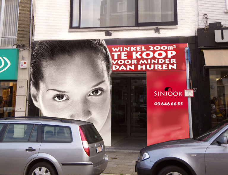 banners etalage sticker Sinjoor immobilien door marathon advertising agency